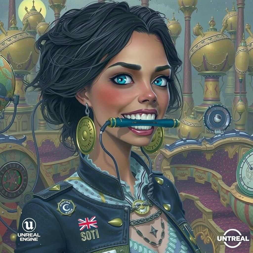 Future Sonic Warrior in a Swirling Vortex of Color