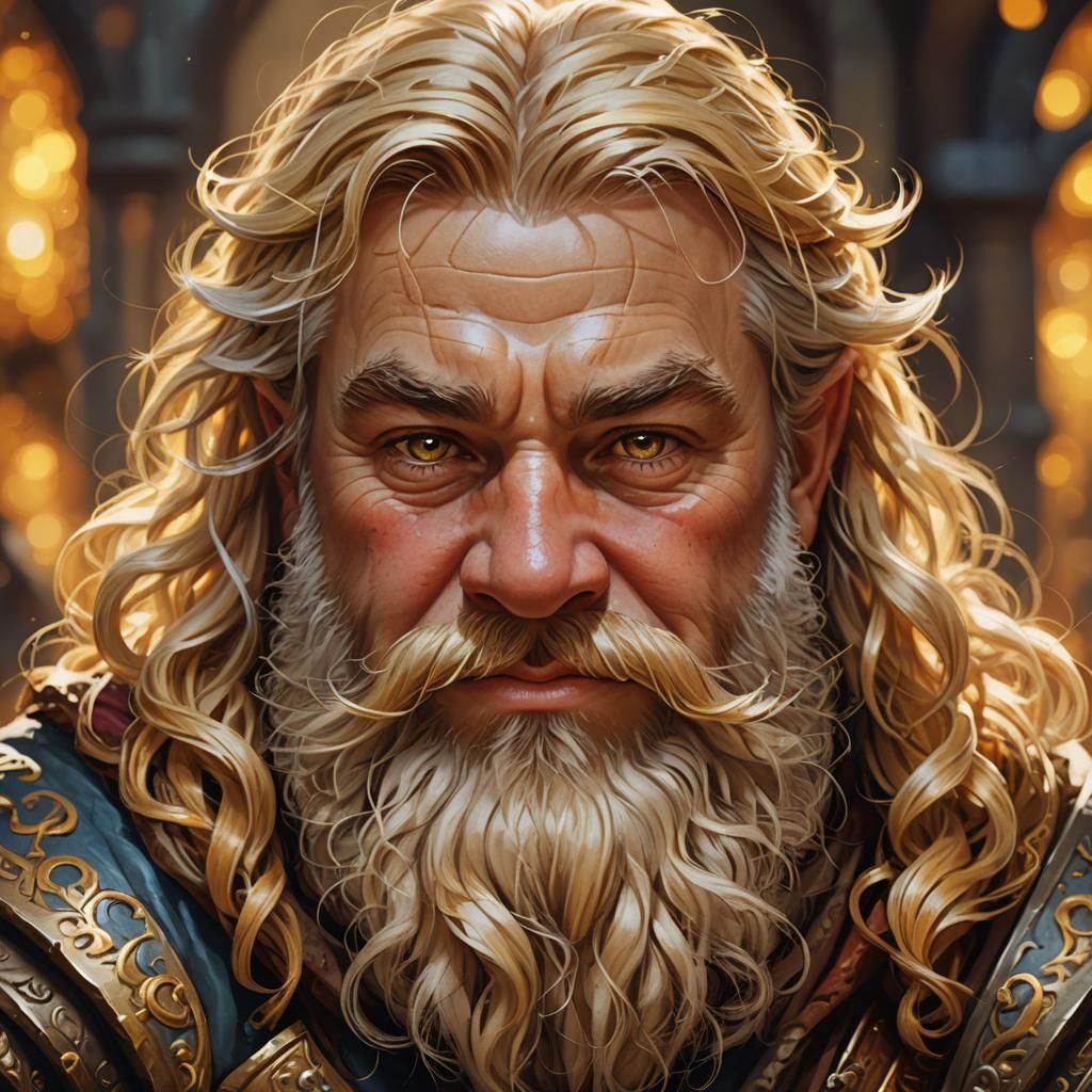 Blonde Dwarf Portrait in High Fantasy Style