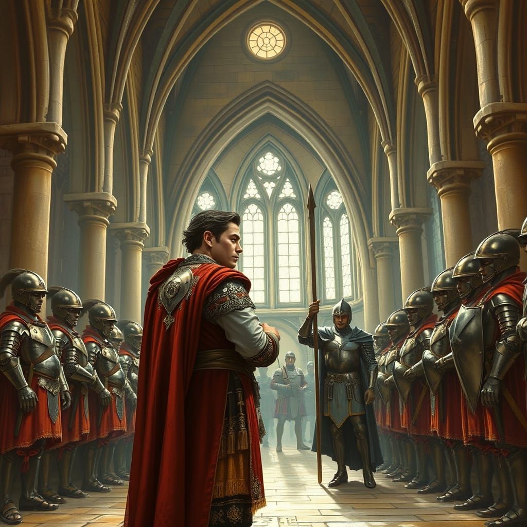 Medieval Knight Commander in Regal Attire