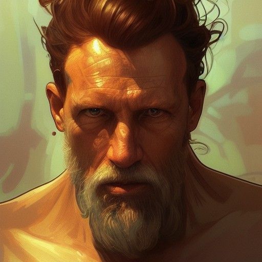 Detailed Fishman Portrait in Art Nouveau Style