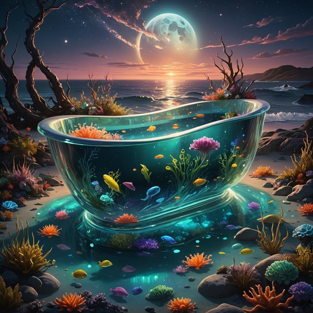 Bioluminescent Sea Creature in Cosmic Surrealism