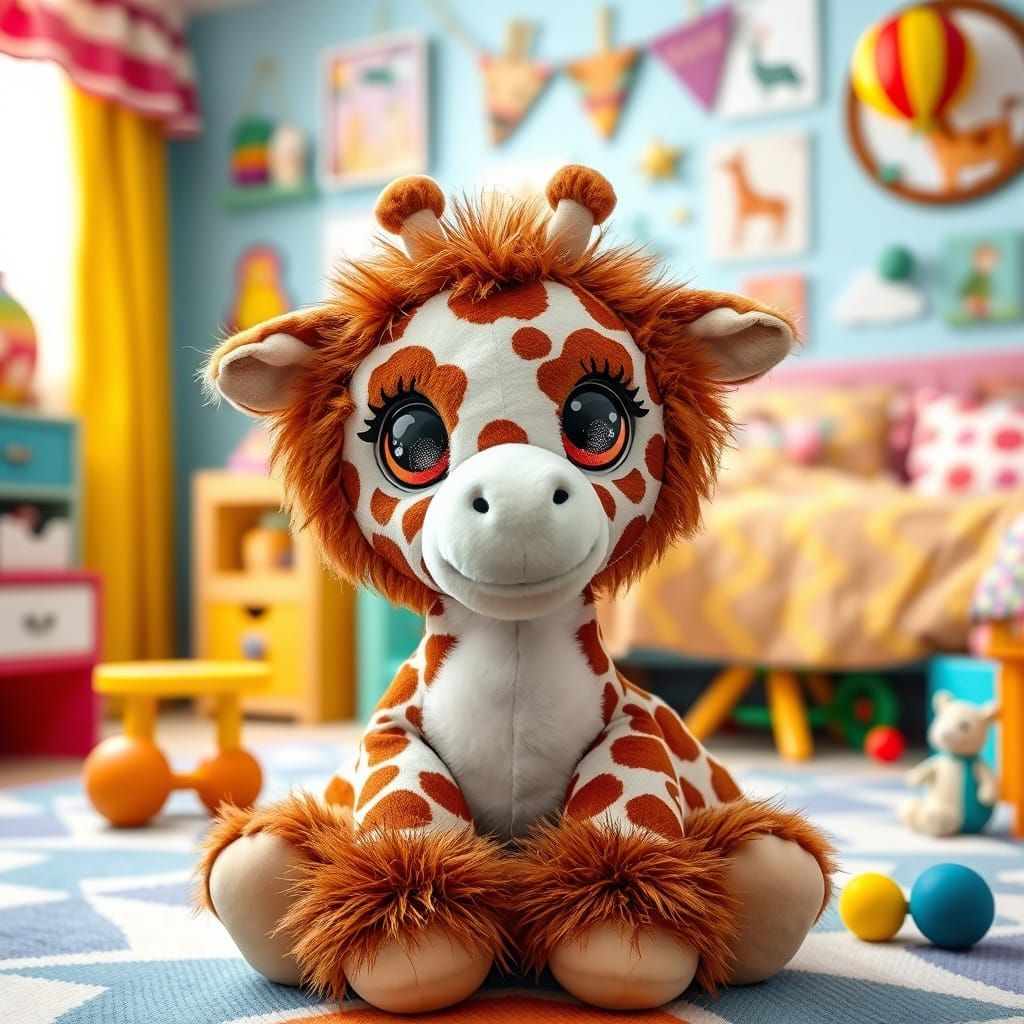 Whimsical Giraffe Toy in a Kid's Bedroom