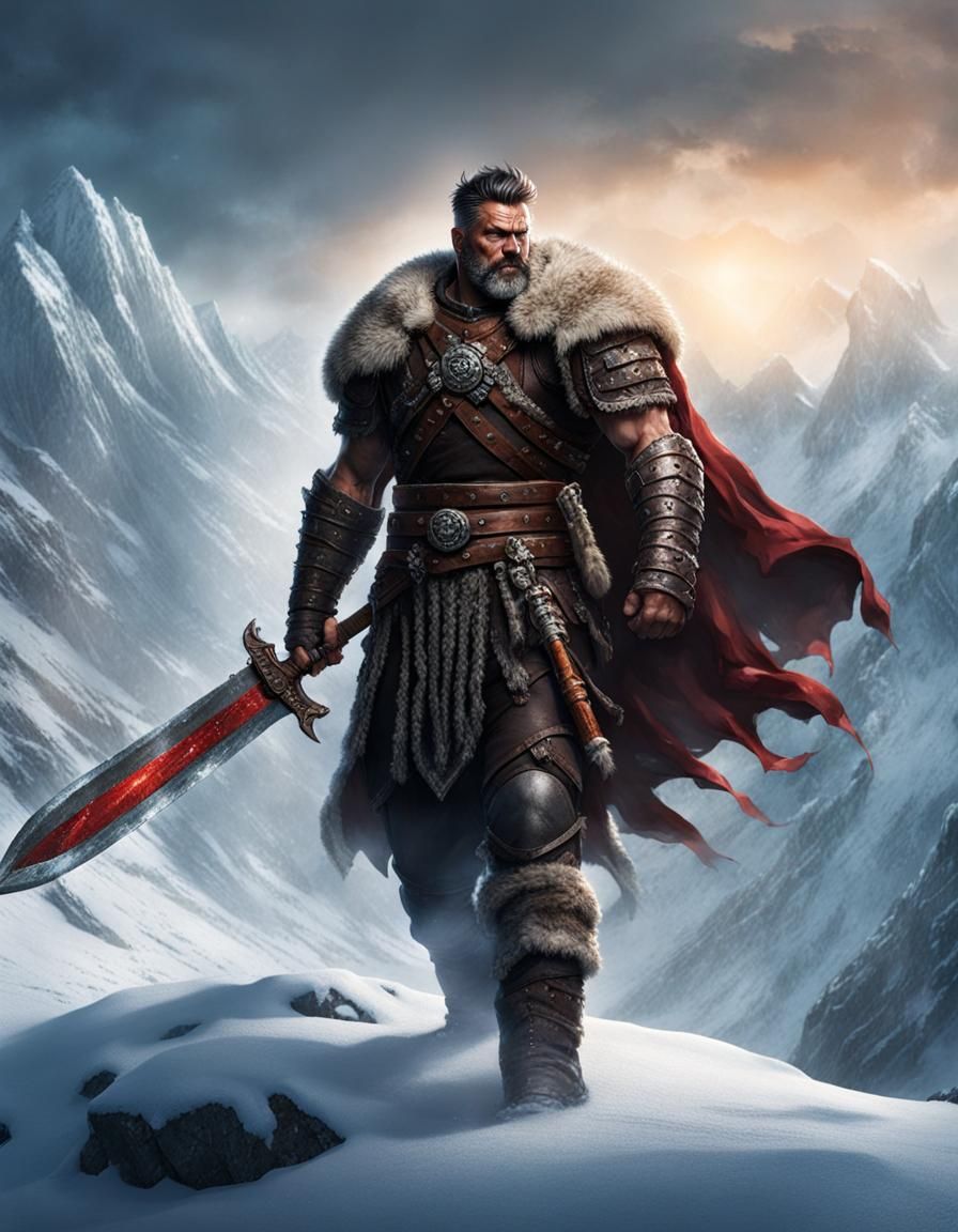 Goliath Barbarian Warrior in Frozen Mountains