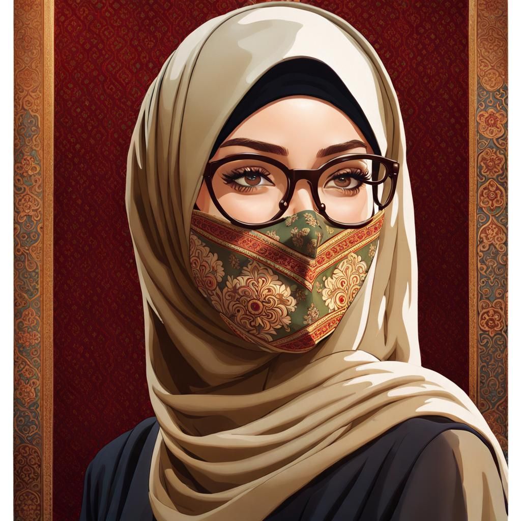 Beautiful Hijabi Portrait in Klimt Style
