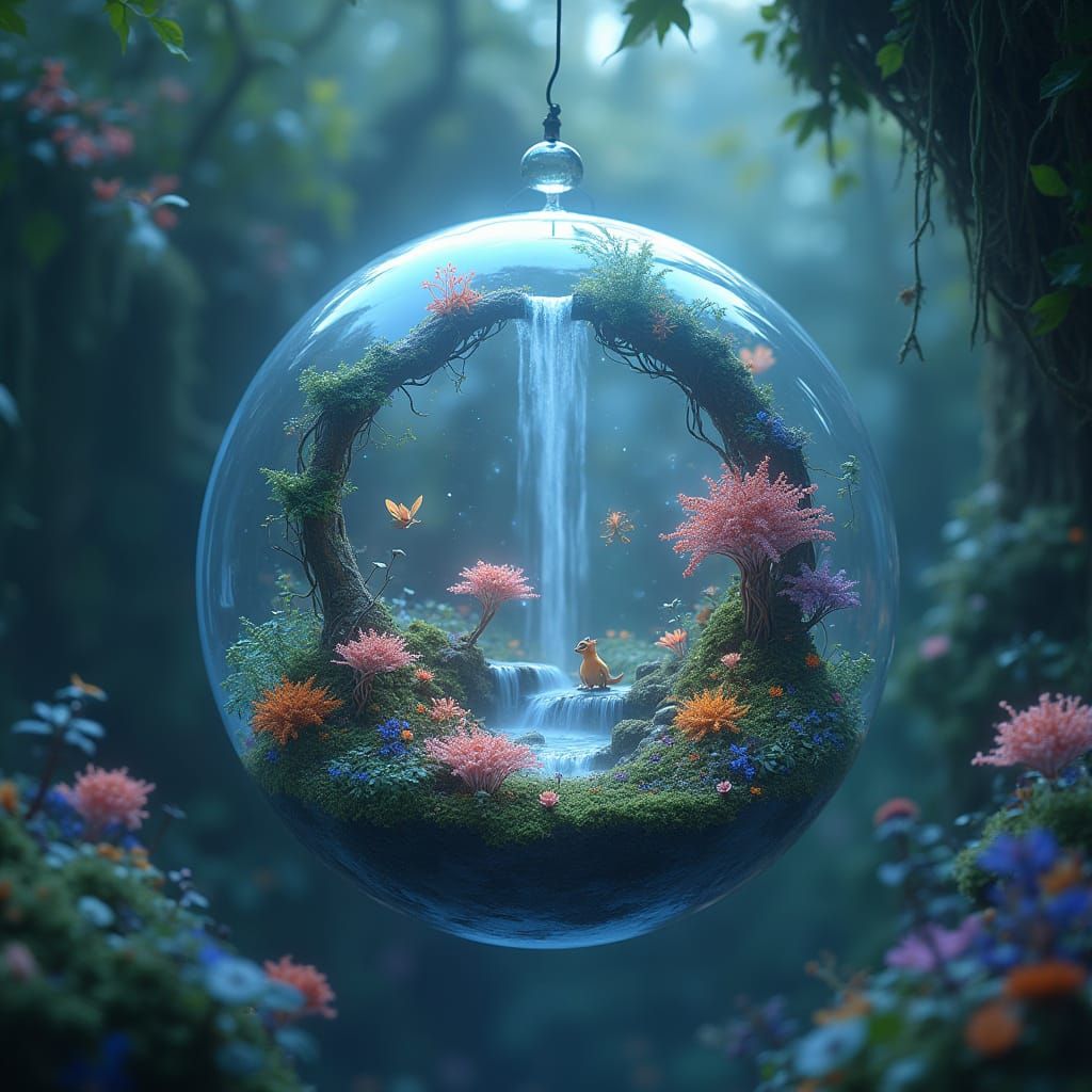 Glass Dome Ecosystem in Alien Jungle