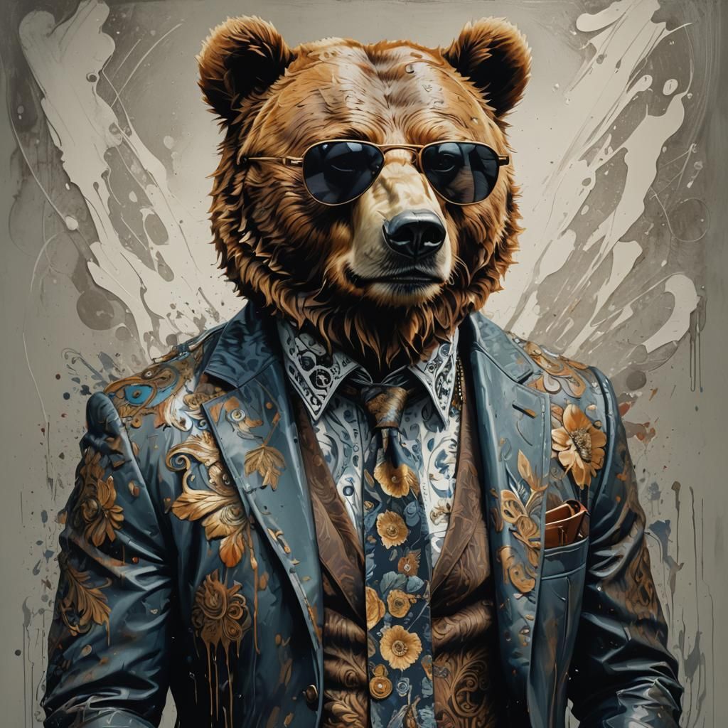 Hipster Bear Portrait in Photorealistic Style