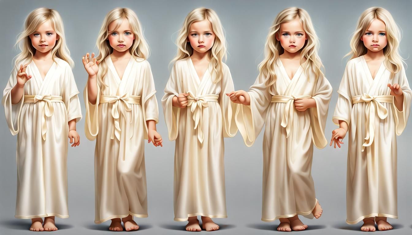 Blond Priestesses in Creme Robes, Photorealistic