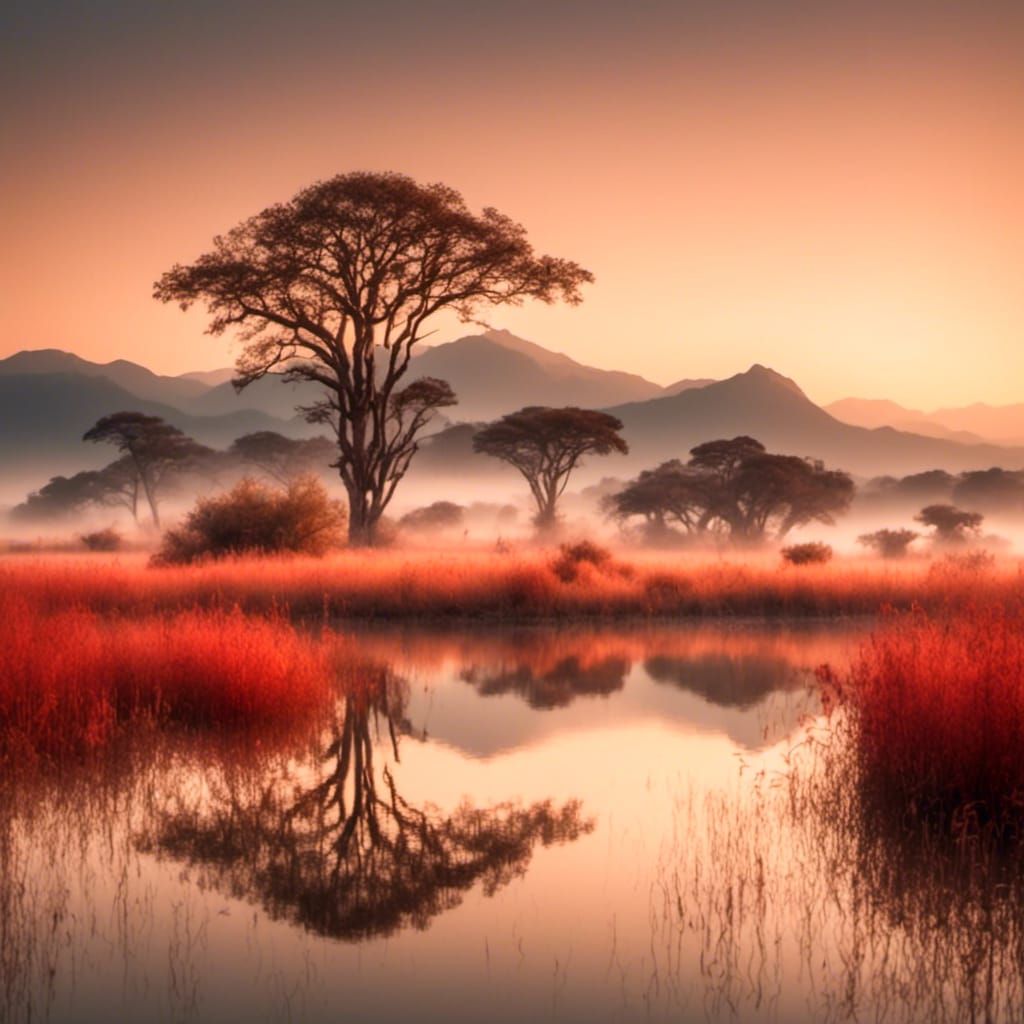 African Savanna Sunset: A Panoramic Landscape Photograph