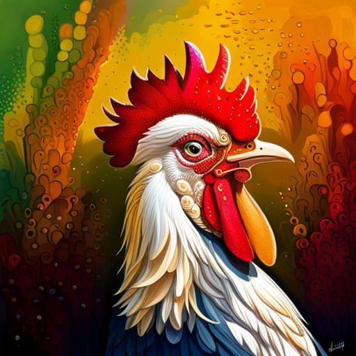 Hyperrealistic Rooster in Splatter Art Style