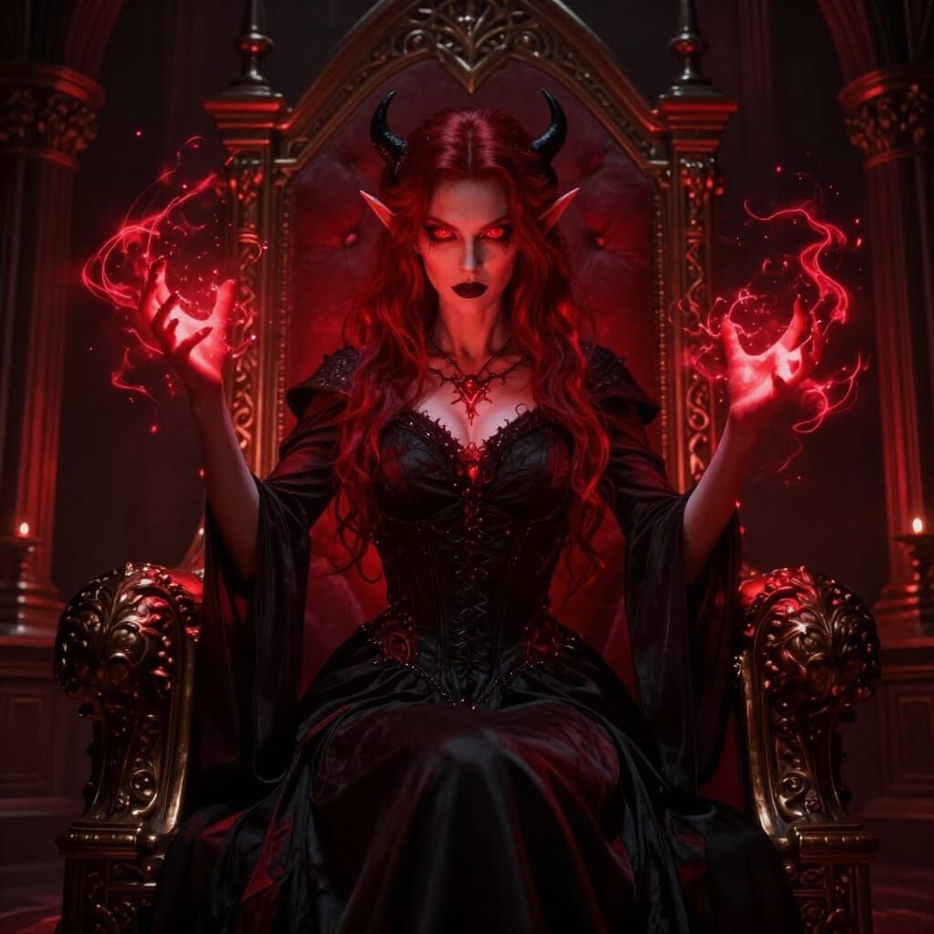 Elven Blood Mage Casting Dark Magic in Throne Room