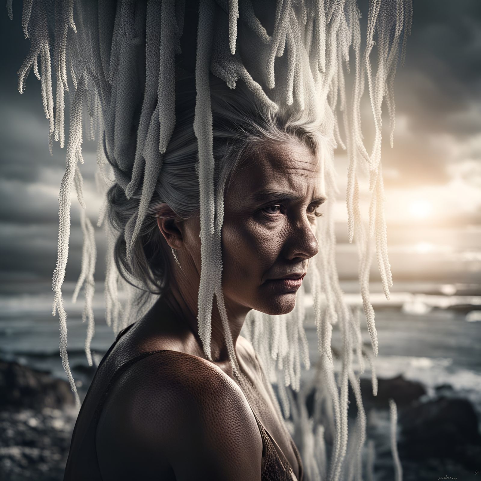 Lot's Wife: Pillar of Salt in Hyperrealistic Style