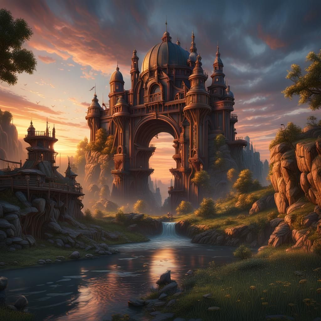 Fantastical Iowa Sunset: Detailed Matte Painting