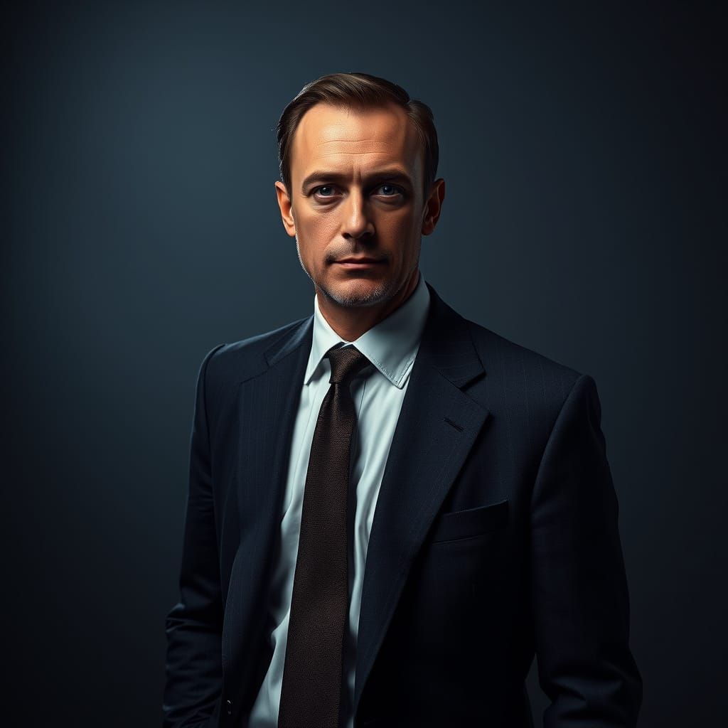 Photorealistic Portrait in Studio with Dramatic Lighting