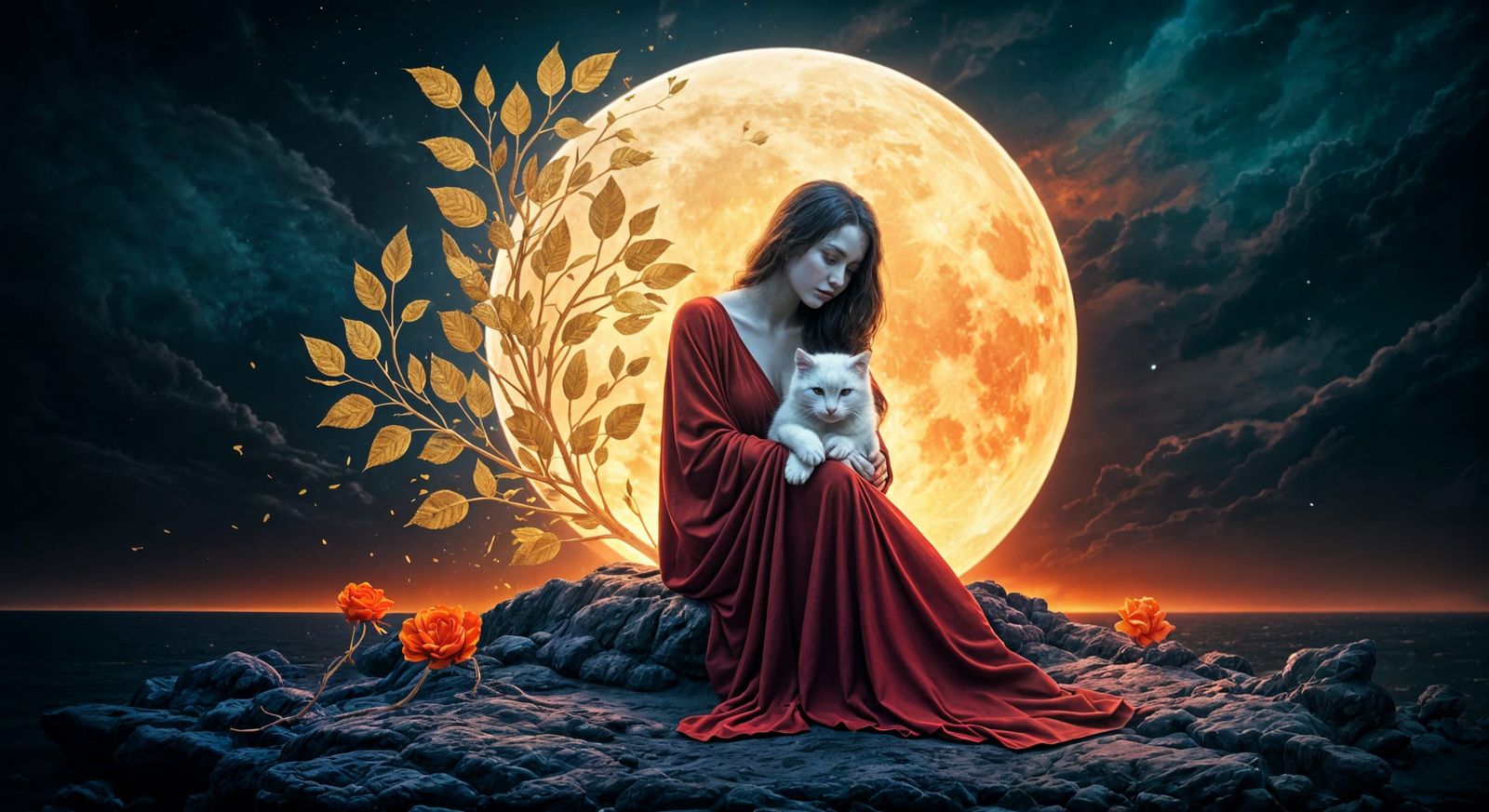 Mystical Goddess Amidst Celestial Whispers