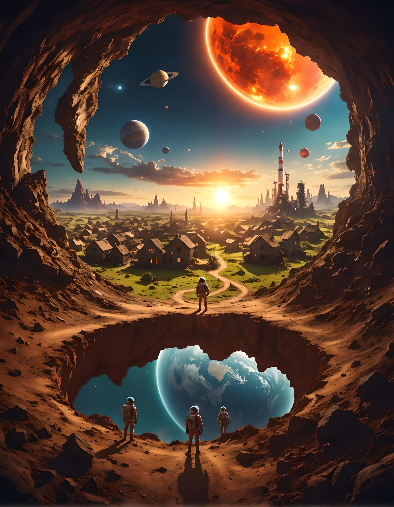 Village Planet Hole: Cinematic Digital Matte Painting