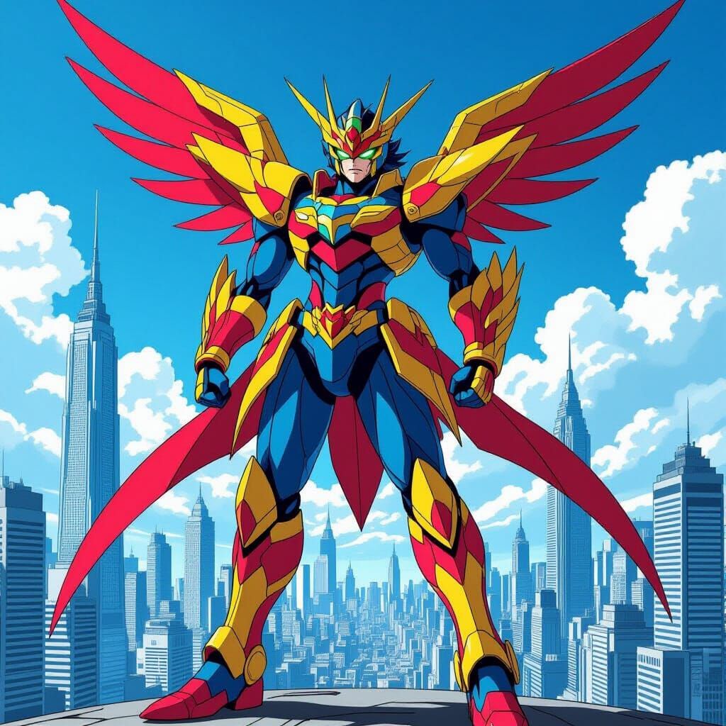 Satria Garuda BIMA X Hero in Dynamic Manga Style