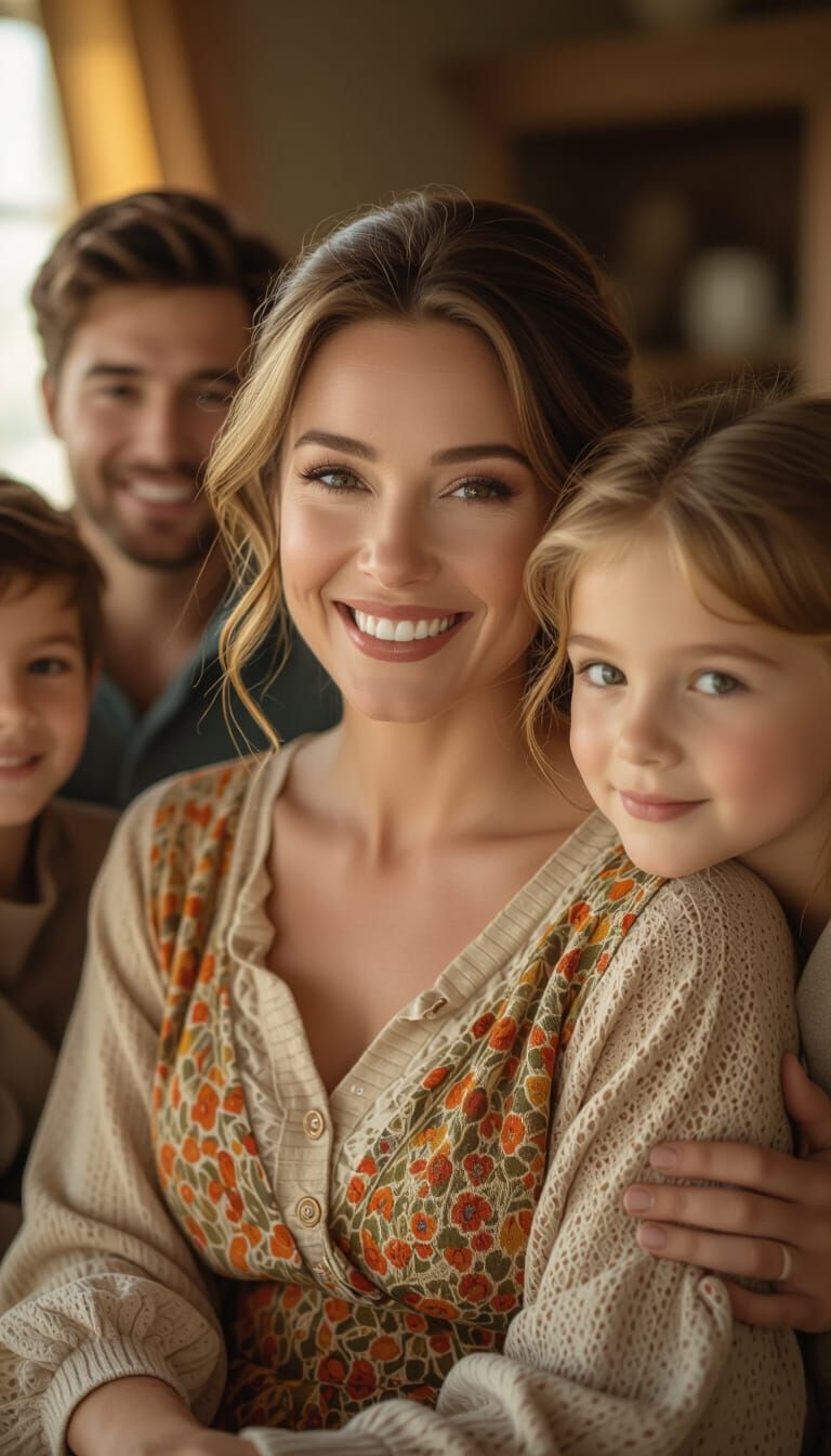 Happy Stepmother in Cinematic Film Still