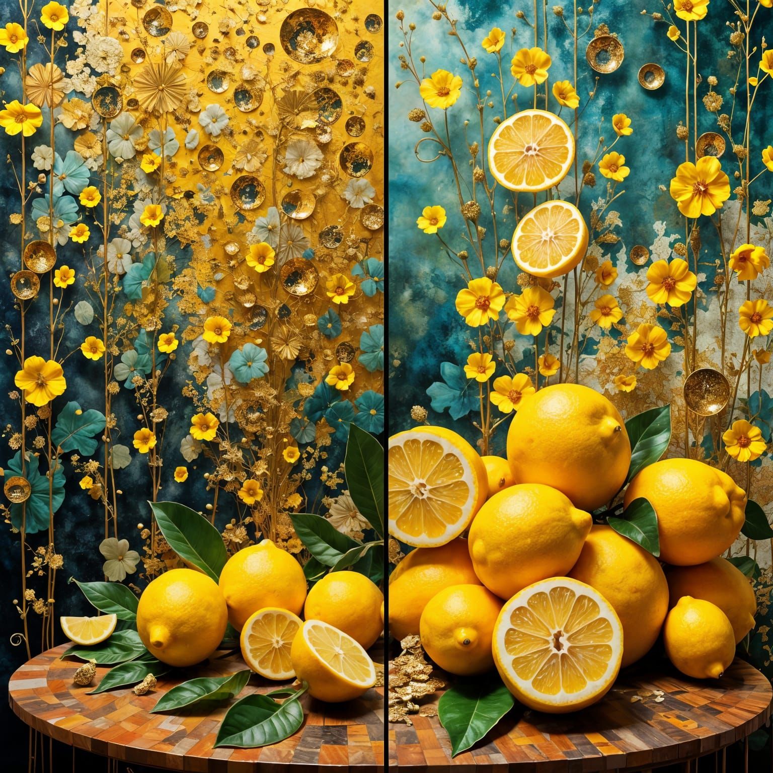 Gustav Klimt Meets Modernity: A Vibrant Lemon Masterpiece