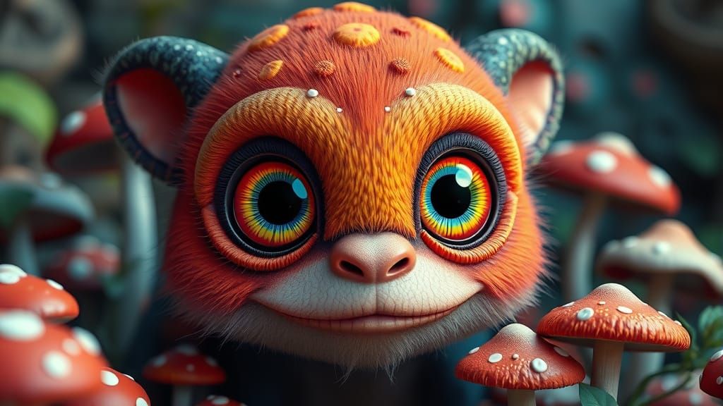 Vibrant Impasto CGI Art of a Cute Funky Creature