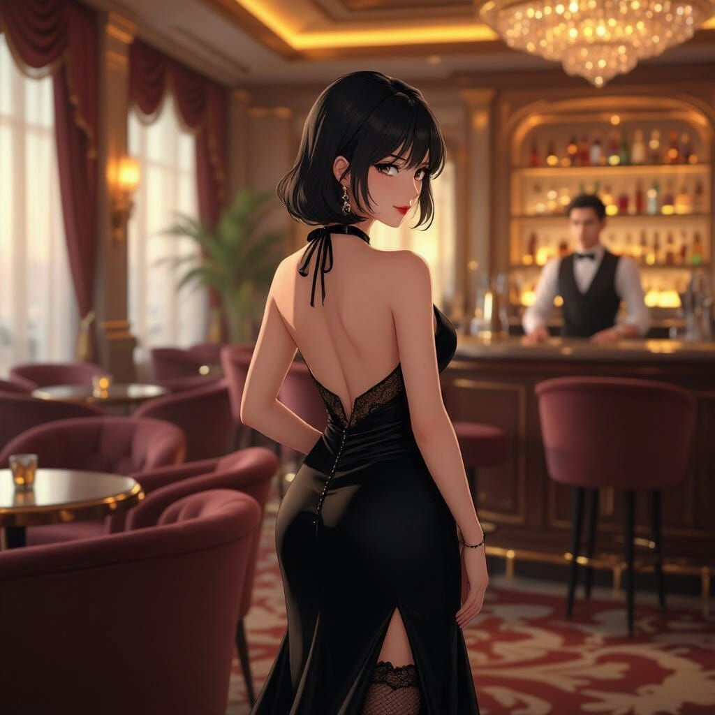 Chen Hai in Elegant Lounge, Anime Illustration