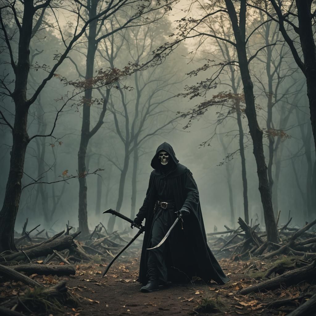 Cinematic Film Still of the Grim Reaper