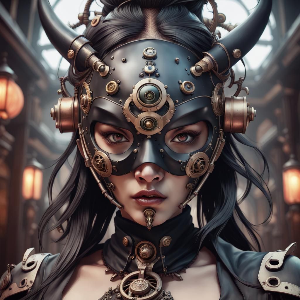 Steampunk Ghost Mask Portrait in 8K Resolution