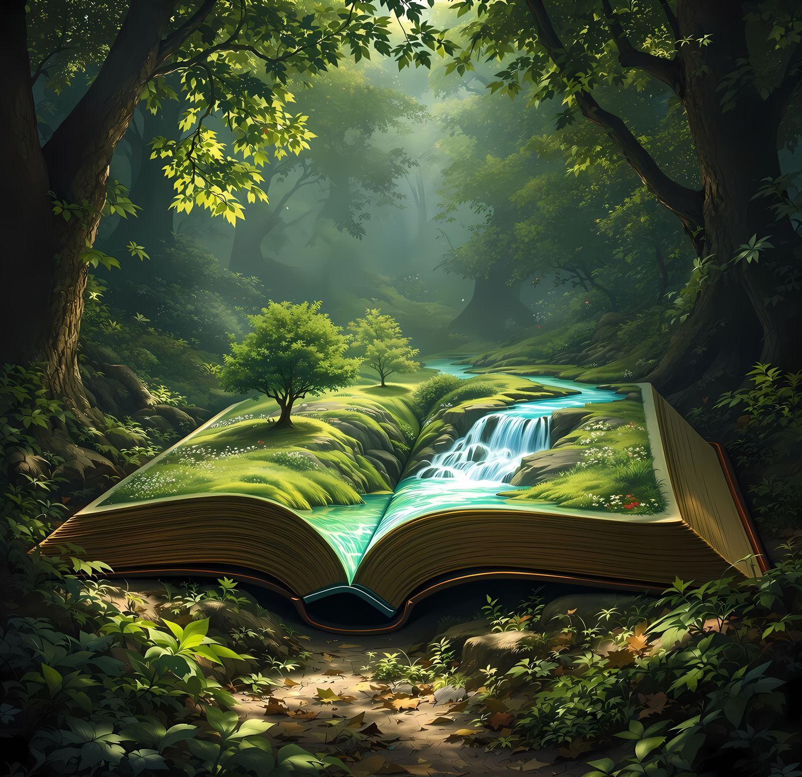 Fantasy Landscape in a Mystical Book