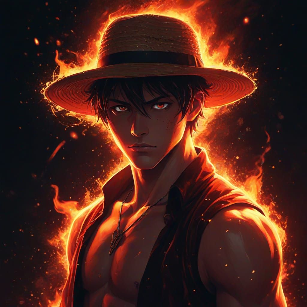 Cyberpunk Anime Hero with Blazing Aura