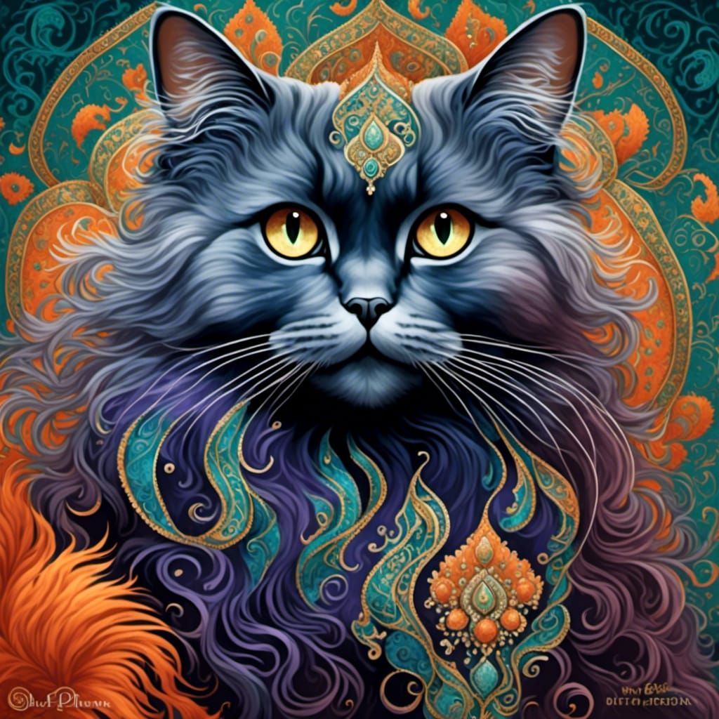 Paisley Persian Cat with Long Fur and Pretty Eyes