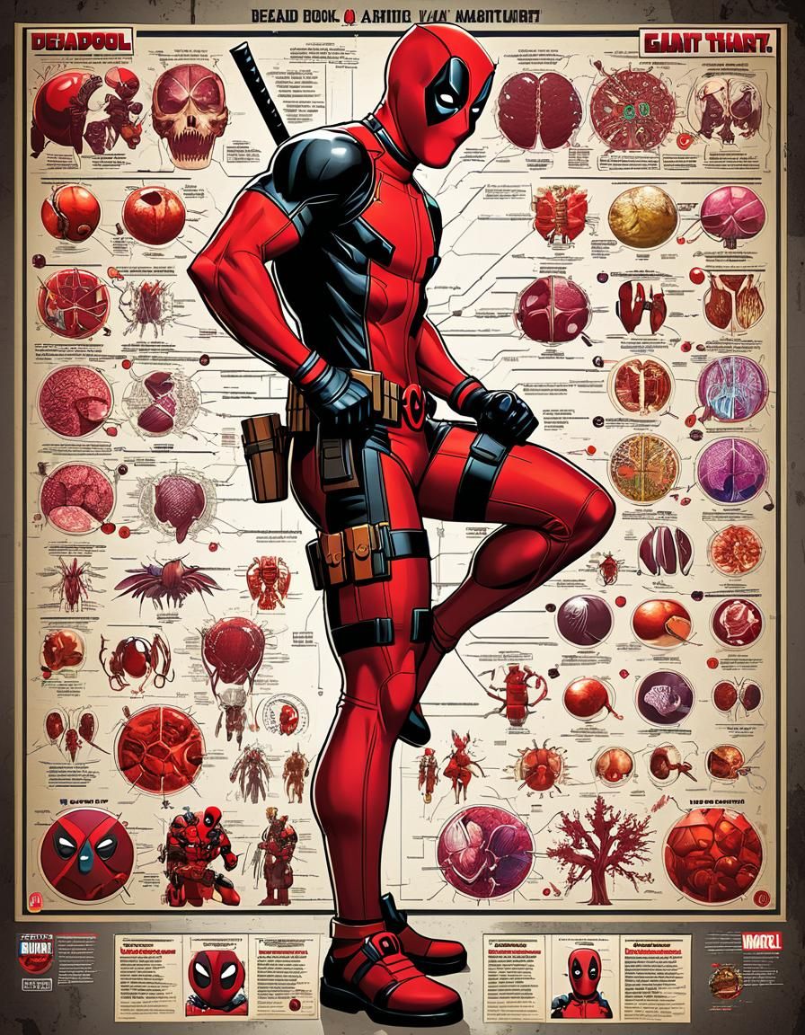 Magazine Cover featuring Deadpools Anatomy Chart