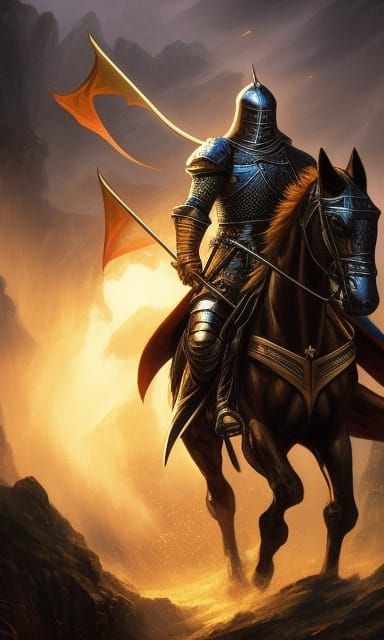 Knight Fighting Dragon in Comic Book Art Style