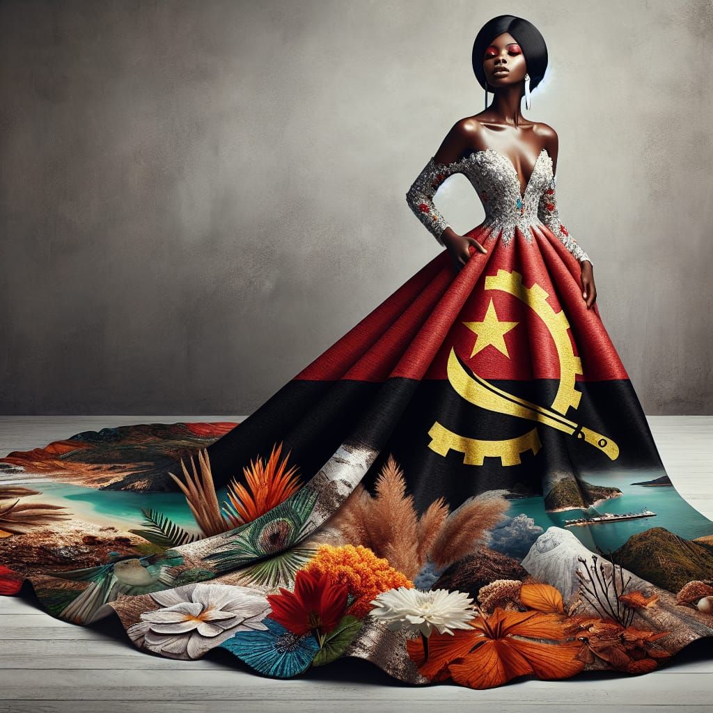Angolan Woman in Traditional High-Fashion Gown