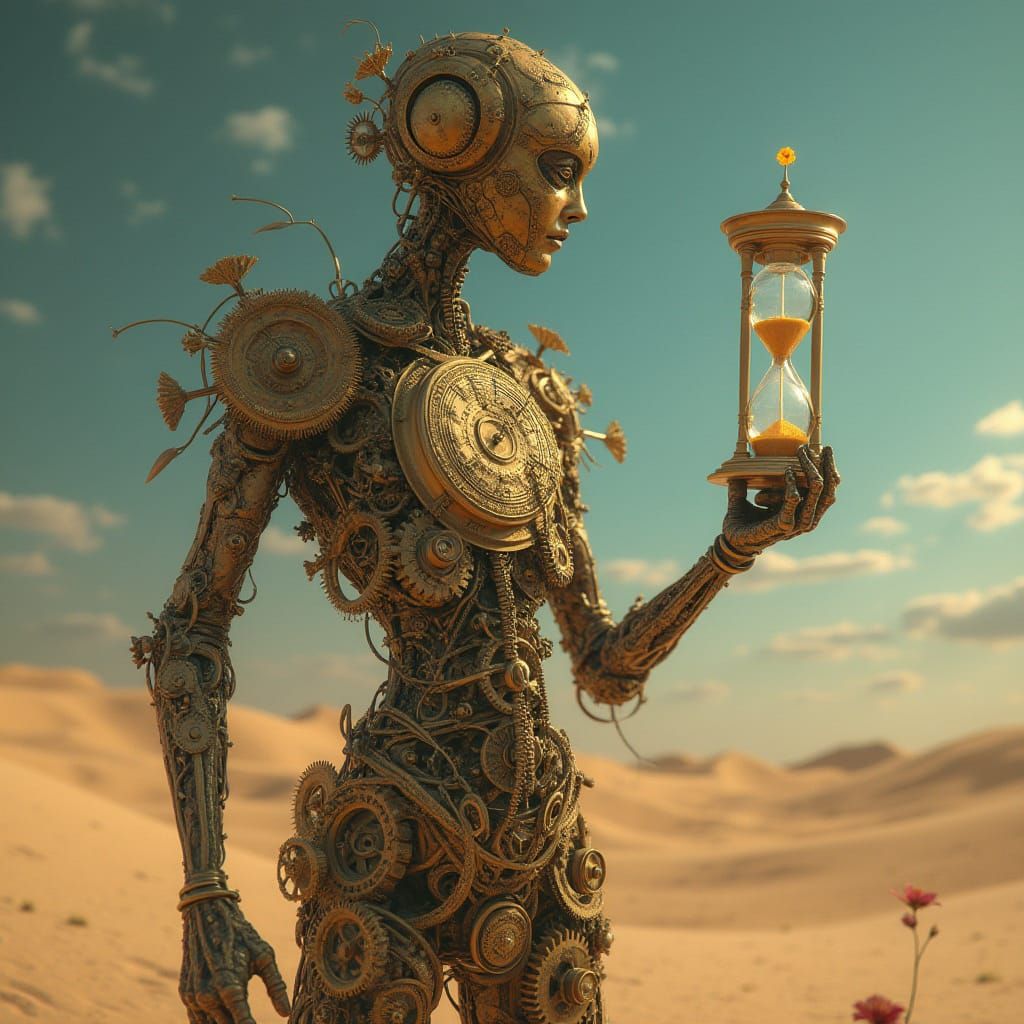 Surreal Clockwork Guardian Embodies Time's Transience