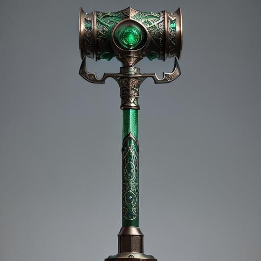 Intricate Iron Hammer with Glowing Runes