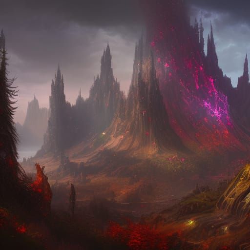 Fantastical Matte Painting in Deep Color, 8K