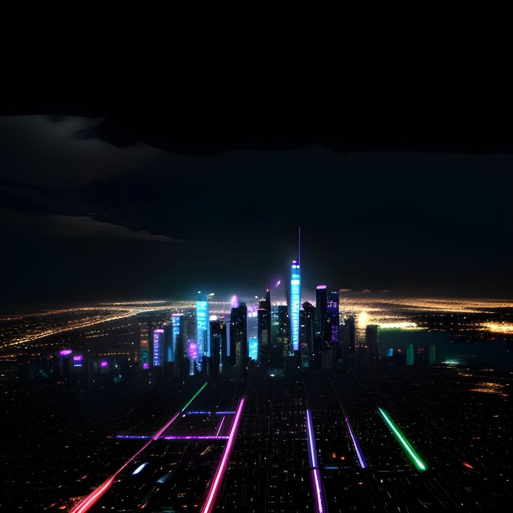Neon Cityscape in Cyberpunk Style