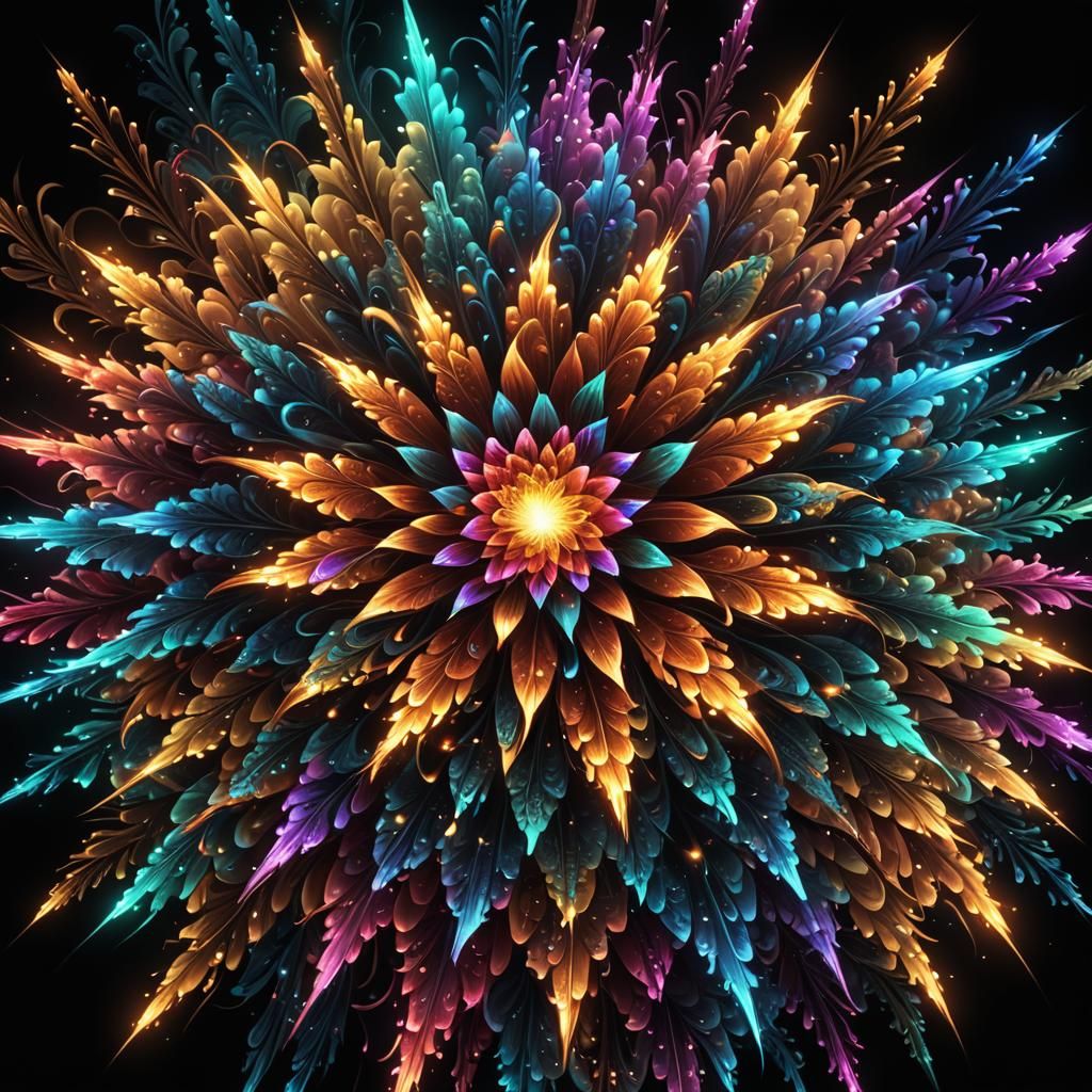 Mystical Fireworks Display in Fractal Colors