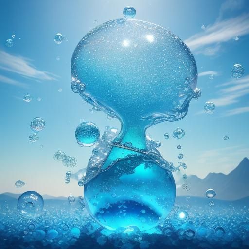 Iridescent Soap Bubbles Adrift in Blue Sky