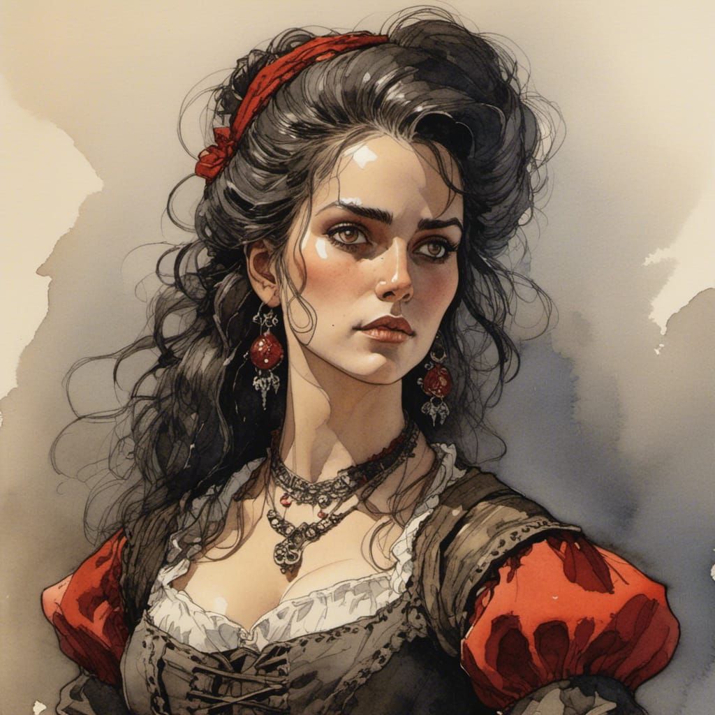 Tavern Wench Portrait Generated by AI