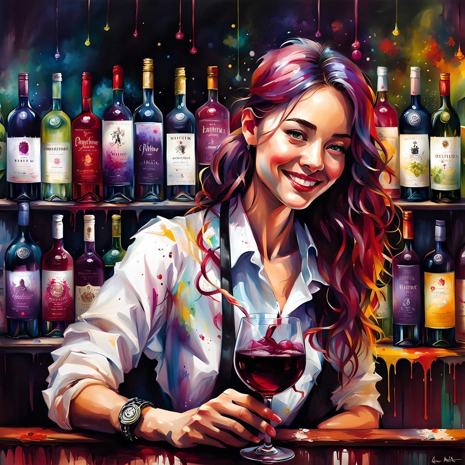 Colourful Bartender Girl