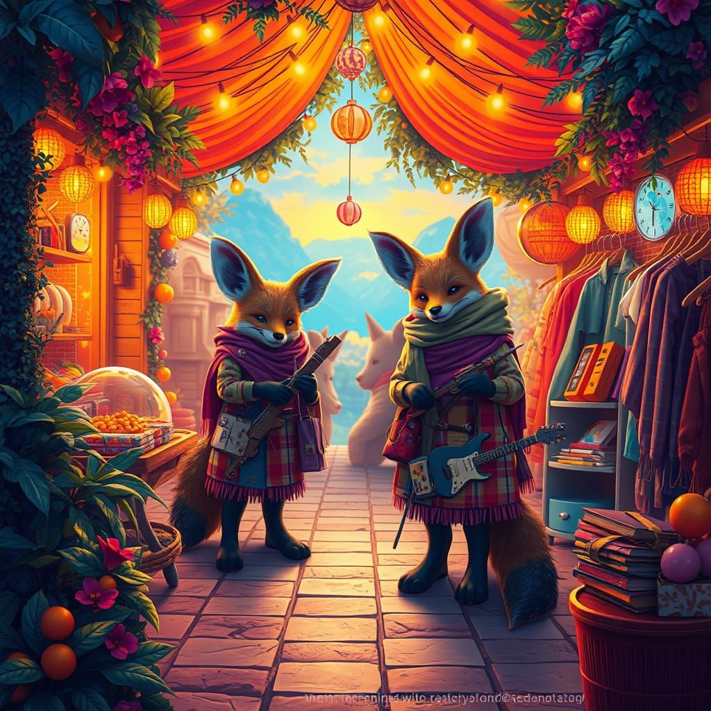 Whimsical Kitsune Fox Spirits Build Thrift Store at Charity ...