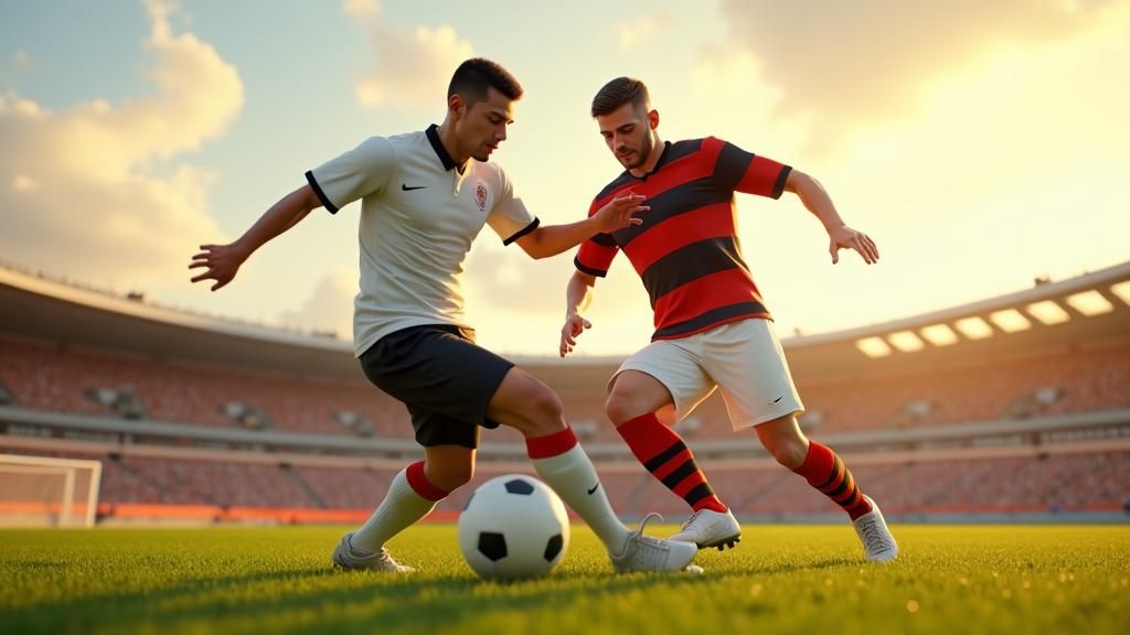 Football Players Compete on Sun-Drenched Field