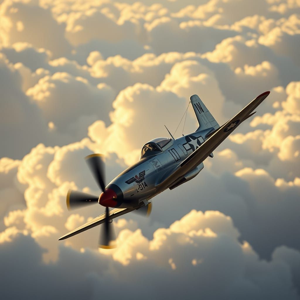 "North American P-51 Mustang flying overwatch"
