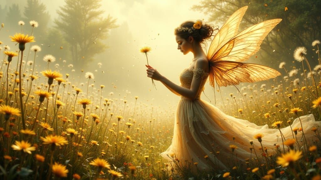 Surreal Fairy in Dreamlike Landscape as Digital Art