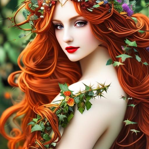 Beautiful Fairy of Thorns in Art Nouveau Style