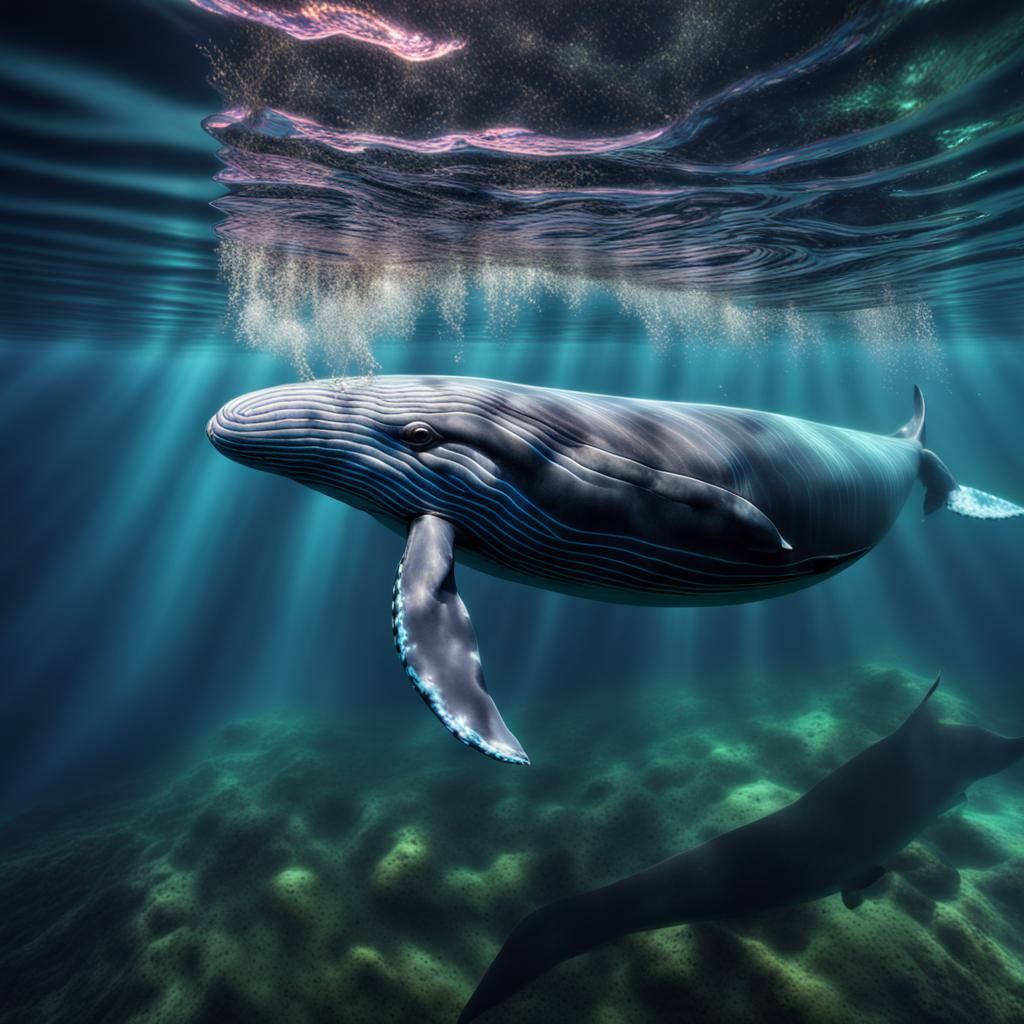 Underwater Whale with Iridescent Colors in HDR
