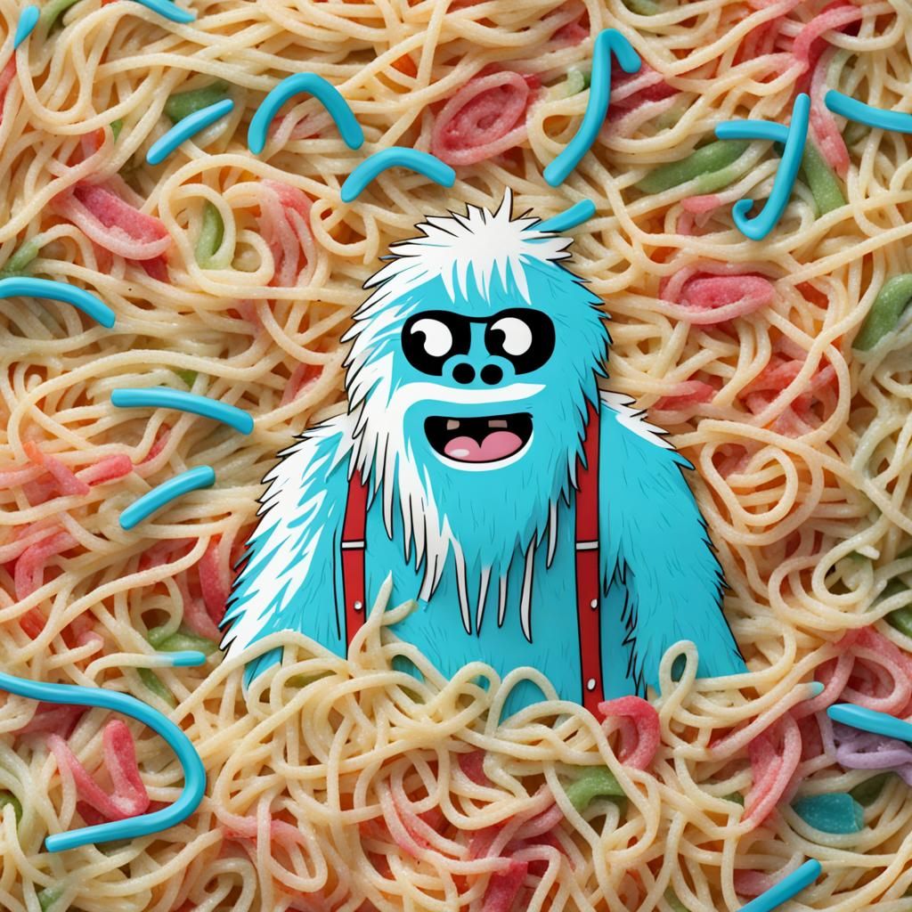 Confetti Spaghetti Served to a Yeti