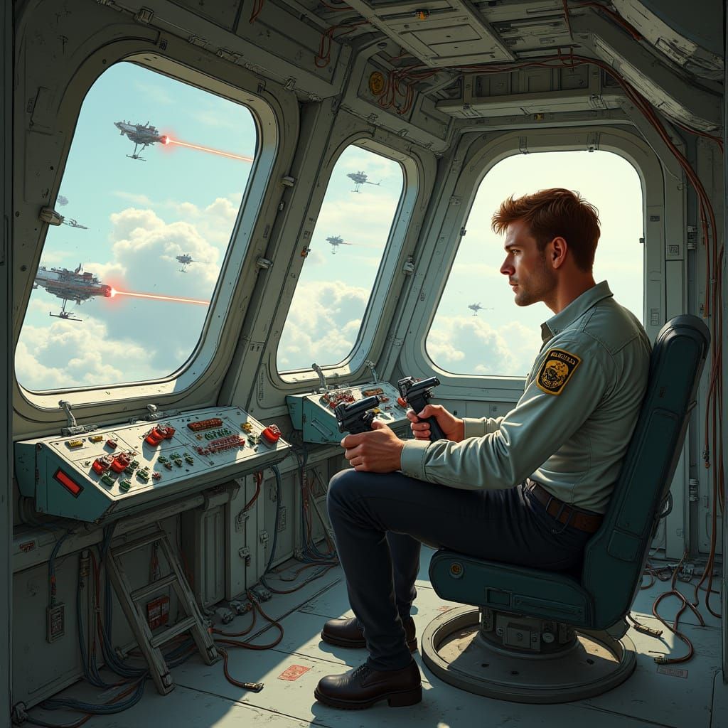Hyper-Realistic Laser Cannon Operator in Futuristic Control ...