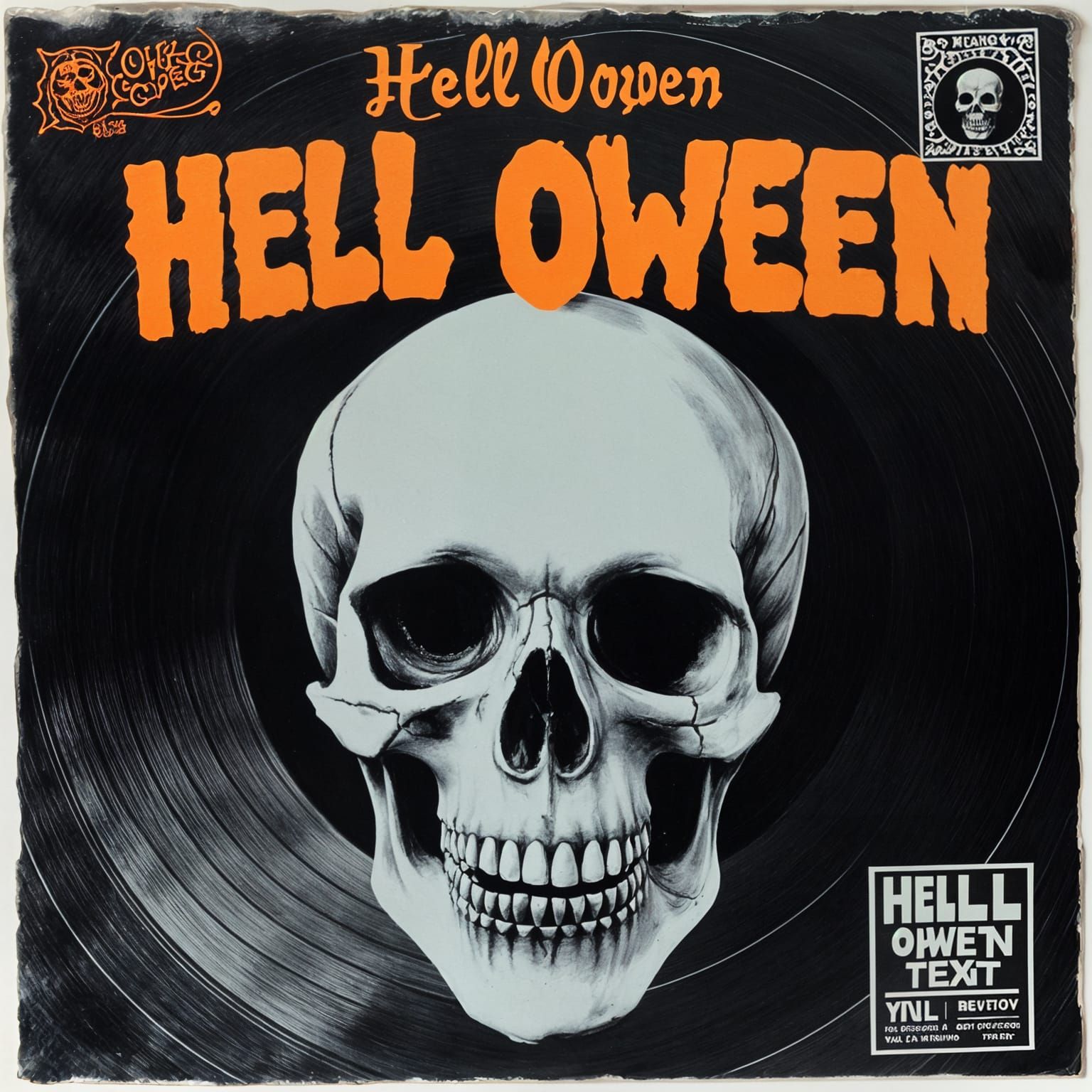 Vinyl Record Sleeve Featuring Skull and 'Hell-oween' Text