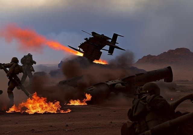 Military Squadron Rescue Mission in War-Torn Village